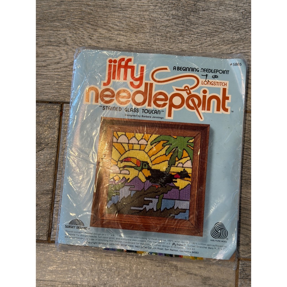 Sunset Designs Jiffy Needlepoint Kit 5865 Toucan New Stained Glass Vintage 1981